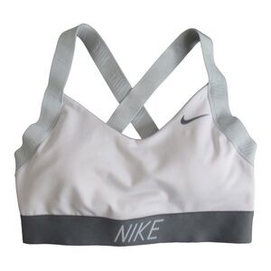 Nike Indy Logo Sports Bra White Gray